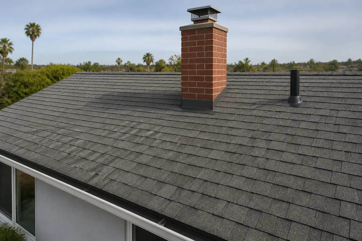 Completed roof repair on a bungalow roof.
